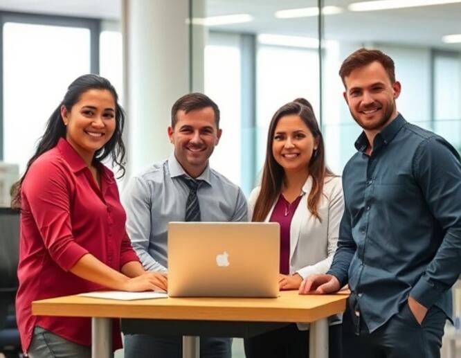 Professionals in a modern office setting